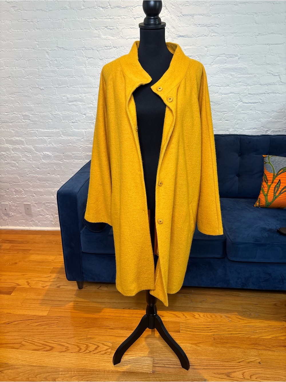 Cynthia Rowley Mustard Yellow Snap-Front Sweater Coat - XL